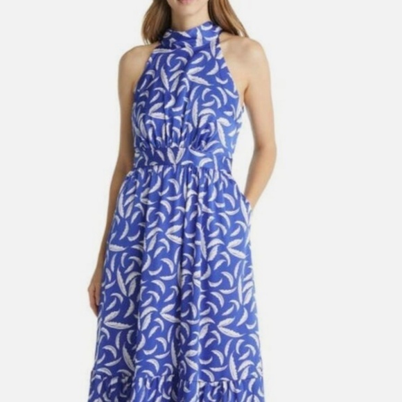 TAHARI ASL Leaf Print Stretch Charmeuse Maxi Dress - Picture 6 of 6